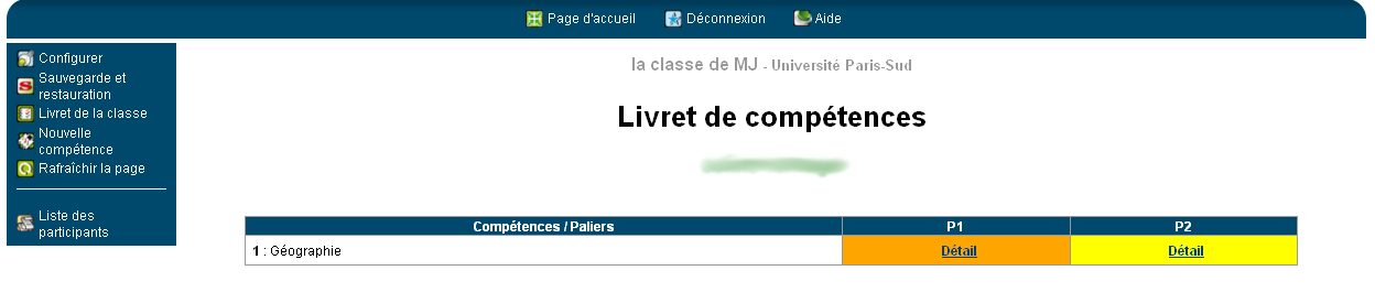 D�tail d'une comp�tence